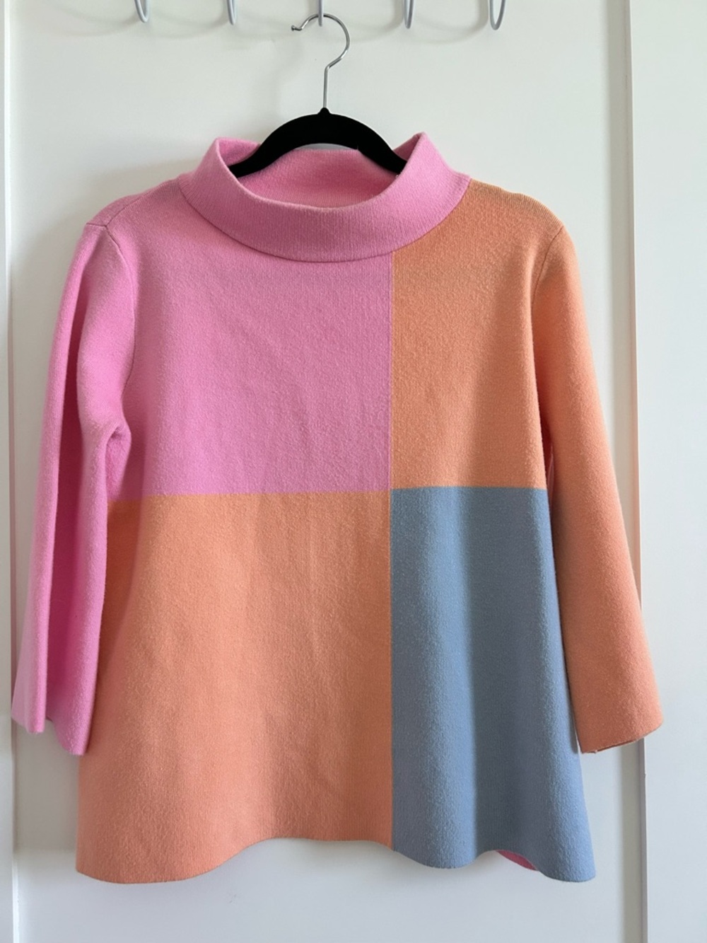 Fate Colorblock Cowl Neck Sweater in Pink, Peach & Blue